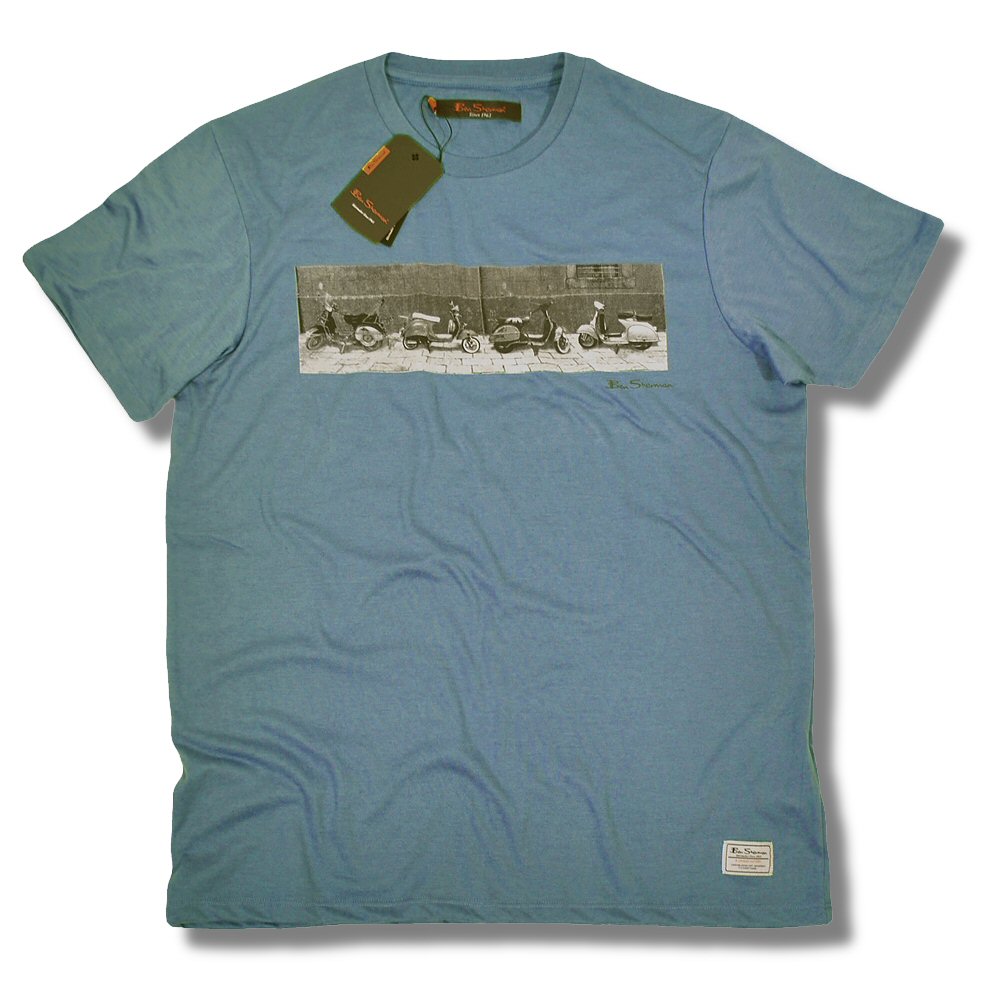 Ben Sherman Mod Retro Vespa Scooters Crew Neck T Shirt Blue 3XL | Adaptor Clothing